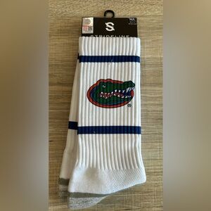 White and Blue Gator Logo Socks